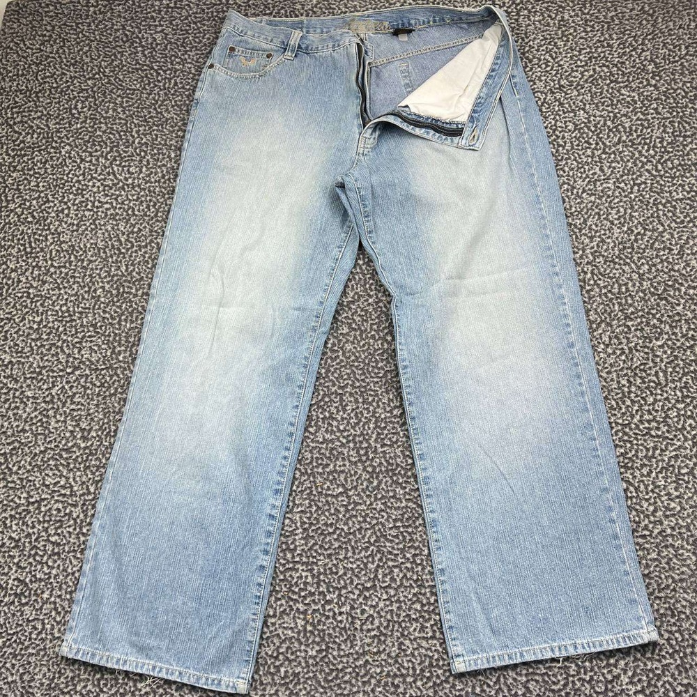 Vintage Avirex Jeans Men 38x32 Relaxed Fit Straight Leg Light Wash Blue Denim